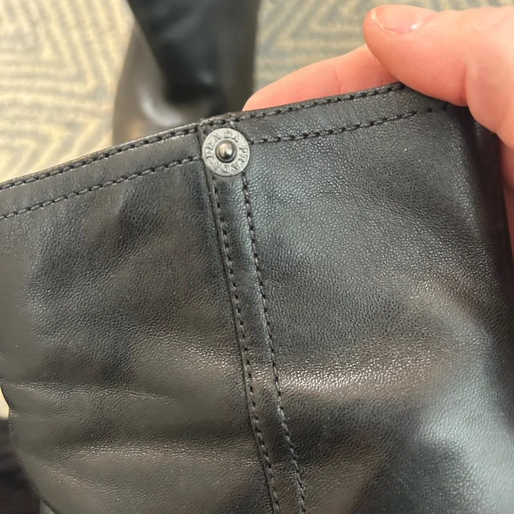 PRADA Leather Wedge Booties Boots - Picture 10 of 10